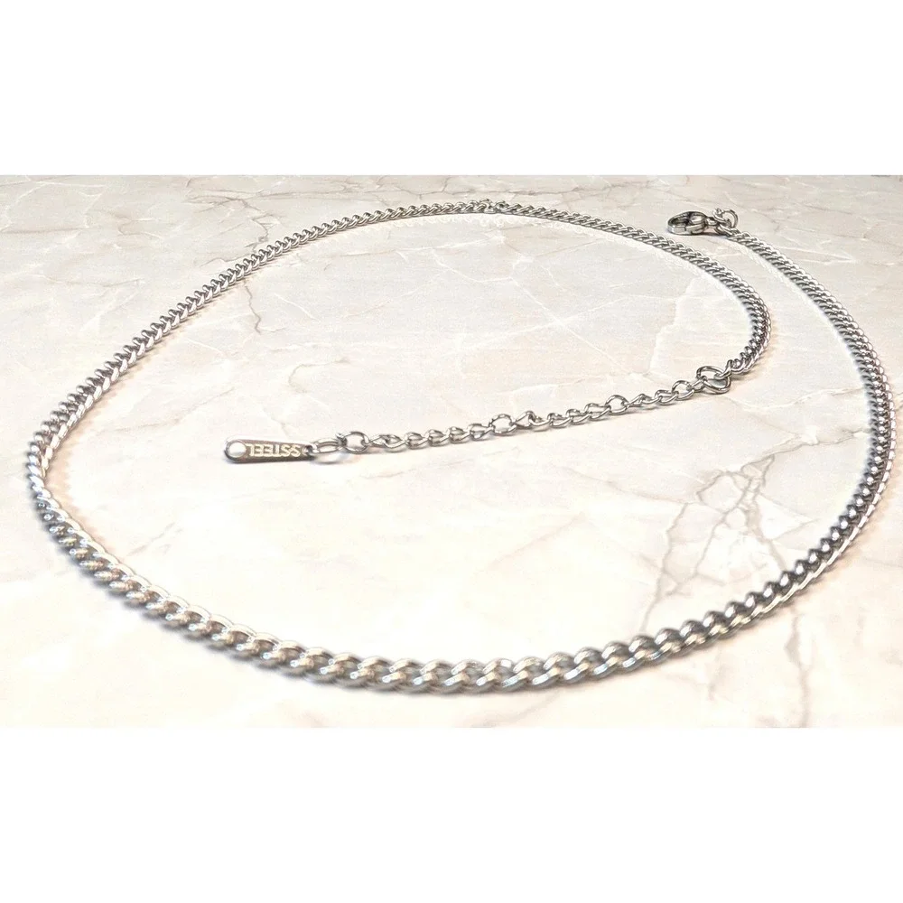 New Stainless Steel Chain Necklace Women Men Silvertone 20